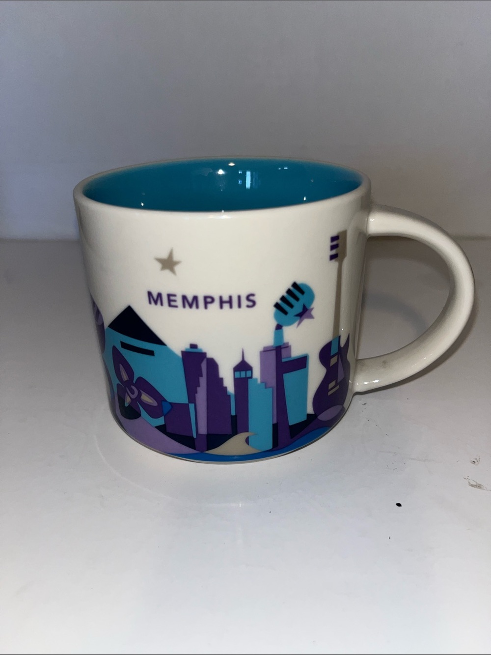 Starbucks Memphis Cityscape Ceramic Mug - Blue & Purple